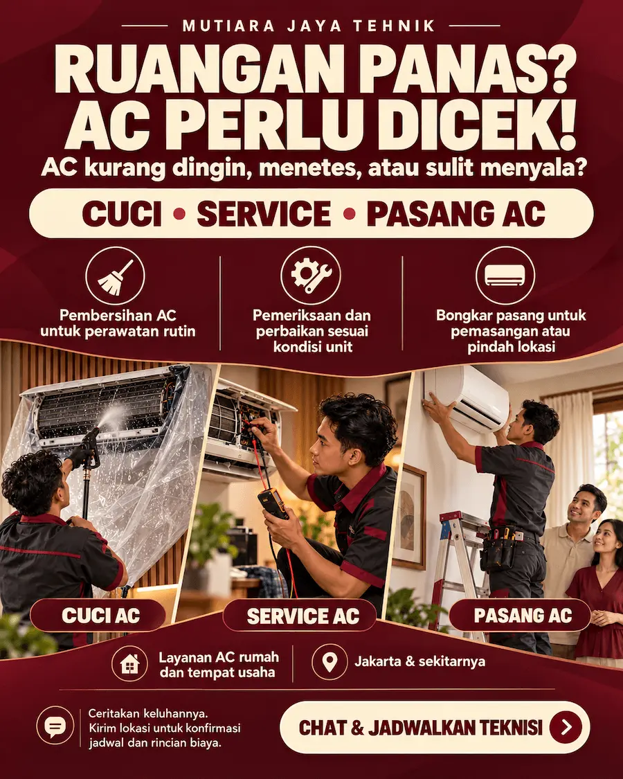 Mutiara Jaya Tehnik: layanan cuci, service, dan pemasangan AC